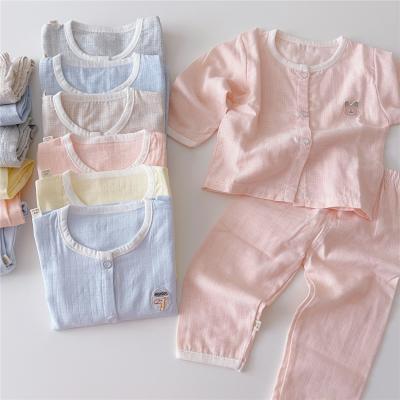 China High Quality Breathable Double Layers Yarn Boy Home Wear Girl Pajamas Clothes Kids Pajamas Set for sale