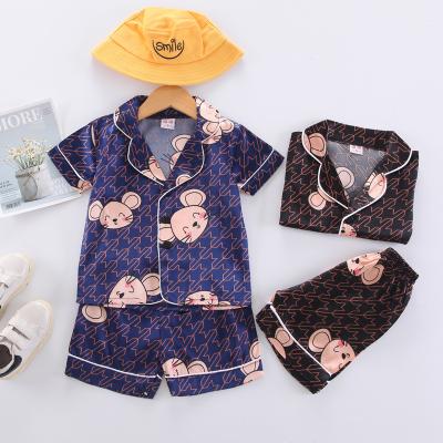 China Summer QUICK DRY Hot Selling Cute Cartoon Print Blouse Shorts Pajamas Kids Sleepwear For Boys for sale