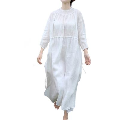 China 2021 summer ethereal overflowing book dress lace longline round thin canvas breathable original double collar white canvas for sale