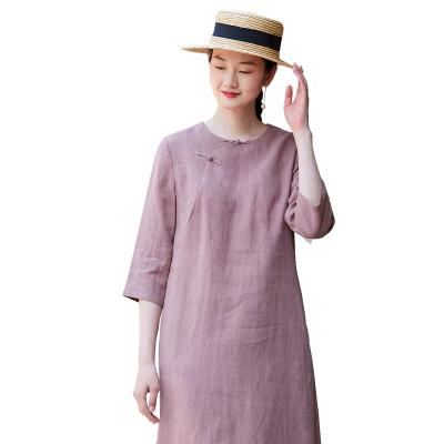 China Summer open short dress women's anti-static collar summer skirt diagonal half sleeve upgraded literary cheongsam dress for sale