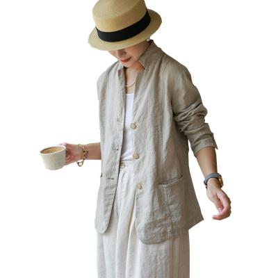 China Direct Ali Express Women Blazer Retro Breathable Linen Water Spring Suit And Autumn Leisure Casual Women's Coats Office Wear for sale