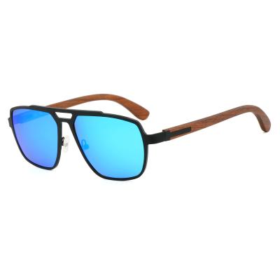 China Bulk Wooden Driver Polarized Sunglasses Polarized Custom Stainless Steel Wooden Frame Eyewear Temple for sale