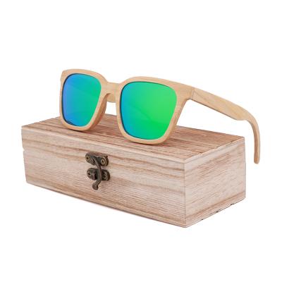 China Environmentally Friendly Natural Laminated Spuare Logo Bamboo Wood Sunglasses Glasses Custom Sun Glasses For Men for sale