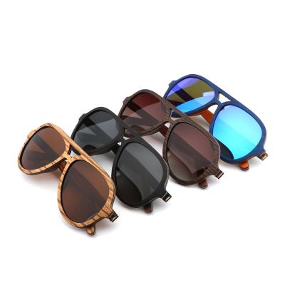 China Wholesale Zebra Mirror Lens Sunglasses Manufacturer 100% Protection 400 Wood Frame Design Polarized Dark Sun Glasses for sale