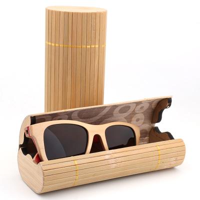 China High Quality Oval Bamboo Logo Custom Sunglasses Eco-friendly Tape Glass Case Packaging Wooden Box for sale