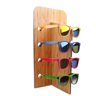 China High Quality Environment Friendly Factory Customized Bamboo And Glass Wooden Sunglasses For Display Stand Wooden Handmade Eyewear Display for sale