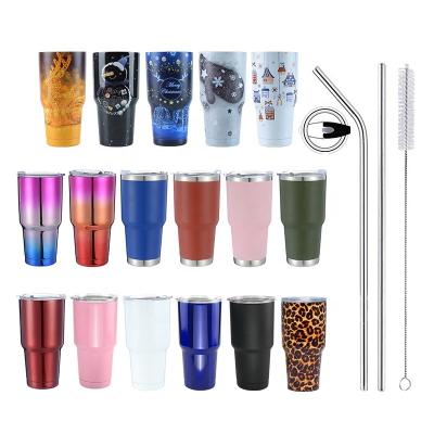 China TY 30 oz PORTABLE Double Walled Vacuum Insulated Cups Stainless Steel Tumbler With Straw Support Pattern Wholesale Customization for sale