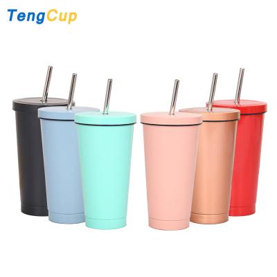 China TY Stainless Steel Travel Mug PORTABLE Coffee Cup With Straw Vacuum Insulated Office Mug Car Drinking Water Cup Bottle 500/750ml for sale