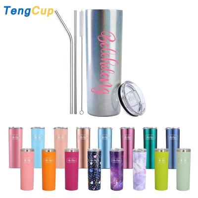 China TY Disposable Straight Shape Double Wall Vacuum Tumbler 20 oz Stainless Steel Lean Wedding Tumblers With Straw for sale