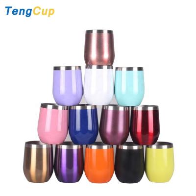 China Wholesale 12oz PORTABLE Stemless Double Wall Stainless Steel Travel Insulated Wine Tumbler With Lid for sale