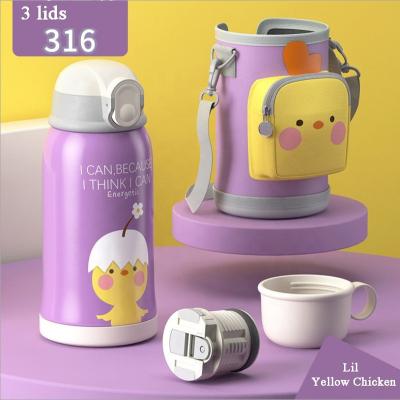 China Business Stainless Steel Water Bottle Kids Vacuum Flask With Straw Bottle For Child Insulation Bottle Smart Thermos Cup for sale