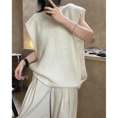 China Anti-Wrinkle AOPU Spring Fashion Art Loop Sleeveless Vest Woman Woolen Yarn Sweater Soft Big Sleeve Vest Large Sleeve for sale