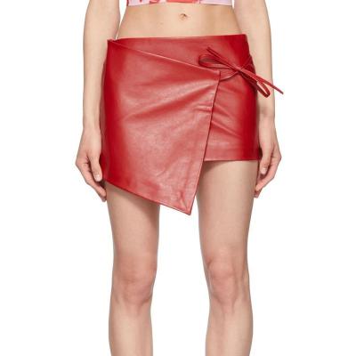 China Women Breathable Sexy Faux Leather Girls Mini AOPU Leather Skirt for sale