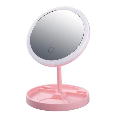 China Lighted Bedroom Makeup Vanity Mirrow LED Light Portable Cosmetic Mirror For Beauty Woman M-001 for sale