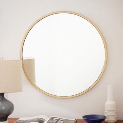 China Modern New Arrival Round Shape Aluminum Framed Gold Bathroom Mirror Wall Mounted Mirror for sale