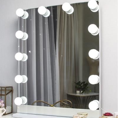 China Hollywood Style Dimmable Lighted Led Bulbs Makeup Mirror Decorative Led Lighted Cosmetic Mirror for sale