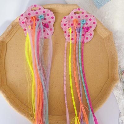 China Fashion Hot Sale A Card Has Multicolor Braided Hair Wig 6 Sticks Multicolor Braided Hair Head Band Hair Girl Wig for sale