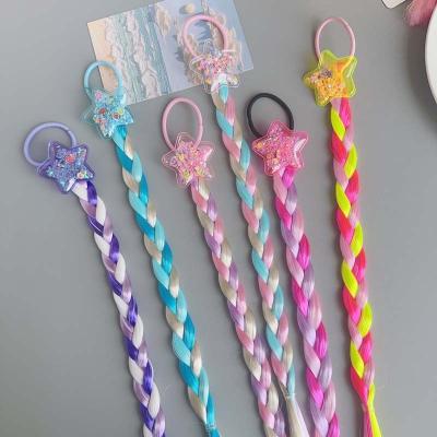 China Fashion Braid Hair Extensions Band Elastic Rainbow Band Hair Extensions Colorful Color Instant Synthetic Children's Birthday Party Gift for sale