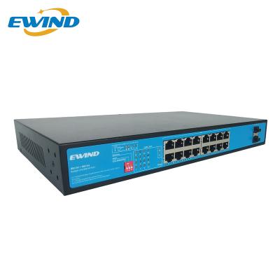 China 16 Ports Gigabit POE Switch For IP Camera with SFP Port Uplink POE Network Switch POE for sale