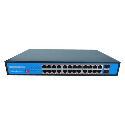 China 10/100/1000Mbps SFP Switch 24 Port Gigabit PoE Switch Price with 2 SFP Port for sale