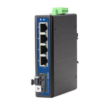 China 100M 4 Port Industrial PoE Switch Single Mode Dual Fiber Din Rail Switch 25km for sale