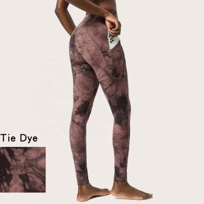 China New Breathable Tie Dye Under Pants With Pockets For Women High Waist Yoga Pants, Hip Exercise Yoga Lifting Pants, With Pocket 4 for sale