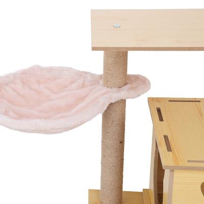 China Wholesale Modern Room Stocked Fun And Exercise Wood+Faux Cat Tree Furniture Cat Tree for sale