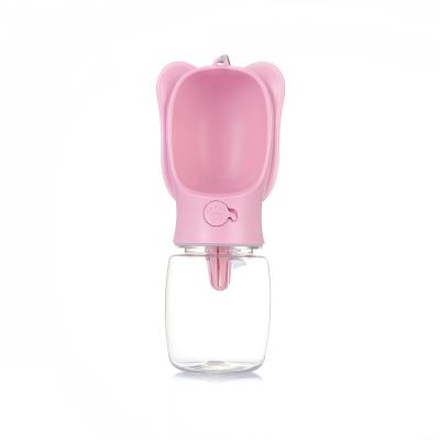 China Automatic Outdoor Portable 350ml Button Lockable Pet Water Bottle With Ears for sale