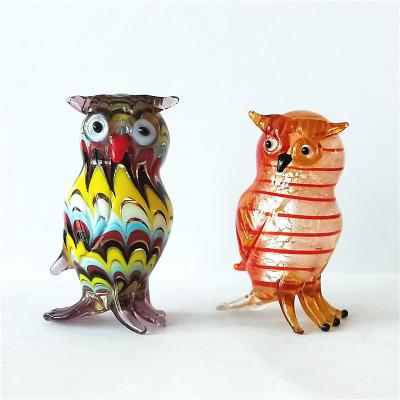 China Beautiful colorful handmade murano glass birds glass owl from USA Europe for sale