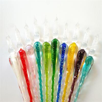 China Europe colored luminescent glass murano dip glass pen as creative gift for sale