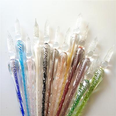 China Europe 12 kinds of fancy murano silver foil dip glass pen for sale