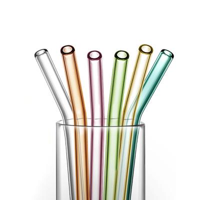 China 20cm Modern Bend Glass Drinking Straw Main Recyclable Glass Straw for sale