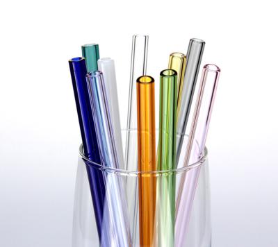 China Modern Straight 20cm Tube Drinking Straw Colored Glass Recyclable Glass Straw for sale