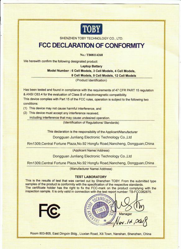 FCC - Dongguan Junliang Eletronic Technology Co.,ltd.