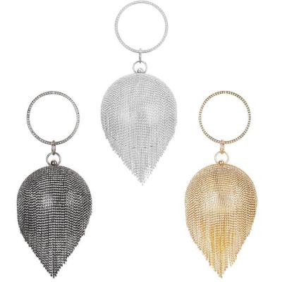 China Outlet Money 2021 New Arrivals Spherical Bling Glitter Clips Luxury Handbags Diamond Evening Clutches Clips With Tassel for sale