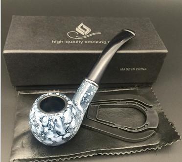 China On sale!!!Classic resin marble style Wooden Smoking Tobacco Pipe wood pipes smoke pipes for sale