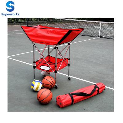 China Foldable Basket Ball Carrier Trolley 4 Wheels Portable Basketball Cart for sale