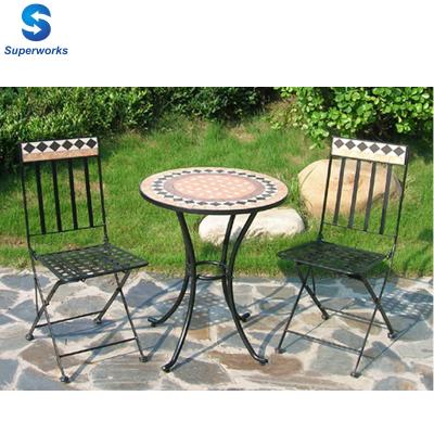 China Water Proof Outdoor Garden Furniture Sets Metal Frame Table And Two Chairs for sale