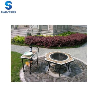 China outdoor mosic heating outdoor barbecue table garden furniture fire mine leisure table for sale