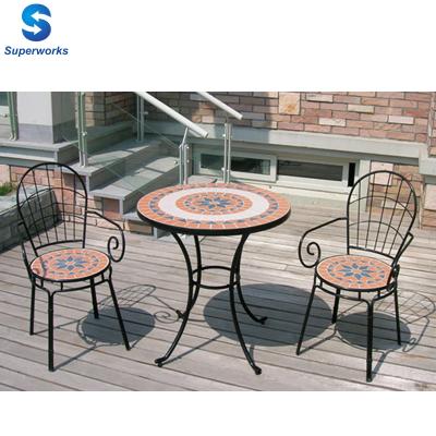 China New design mosaic style garden leisure table and chair sets for sale