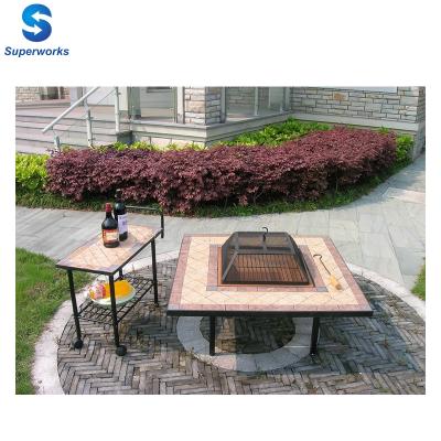 China Outdoor Mosaic Furniture Leisure Table Barbecue Table Fire Pit for sale