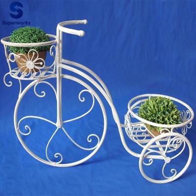 China Shabby Chic Wrought Iron Bicycle Wrought Iron Flower Planter for sale