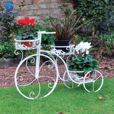 China Decorative 3-Tier Wrought Iron Patio Bicycle Planter for sale