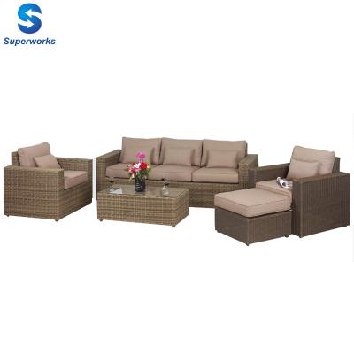 China Modern Outdoor 6pcs Rattan and Aluminum Sofa Set for sale