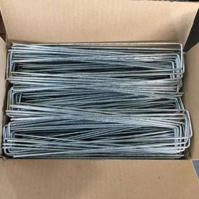 China Factory Wholesale Strong Antirust Galvanized Steel U Shape Nail Grass Cloth Ground Nail U Type Nail for sale