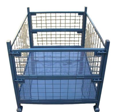 China Wholesale Stackable Collapsible Metal Mesh Box Storage Cage For Warehouse for sale