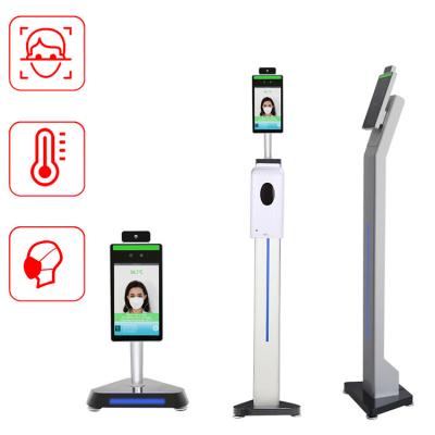 China Motion Detection 8 Inch Face Recognition Scanner Smart AI Face Recognition Tempered Temperature Detection Scanner Automatically for sale