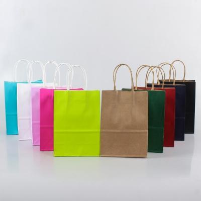 China Recyclable Wholesale Cheap Take Out Flat Handles Brown Kraft Paper Bag With Handles Gift Shopping Paper Bag for sale