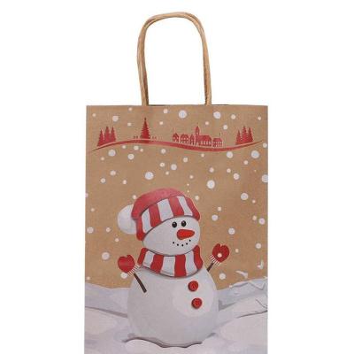 China Recyclable Custom Printed White Kraft Paper Bag With Twist Handle Wholesale Christmas Day Gift Paper Bag for sale