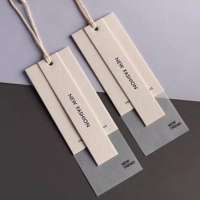 China Factory OEM Sustainable High End Clothing Recycled Paper Hang Tags Custom Brand Name Logo Garment Tag for sale